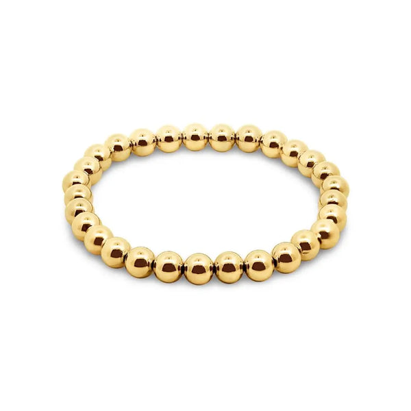 14ct Yellow Gold Filled 6mm Beaded Bracelet On Elastic