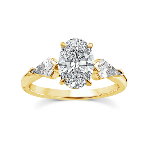 9ct Yellow Gold  Oval Lab Grown Diamond Trilogy Ring