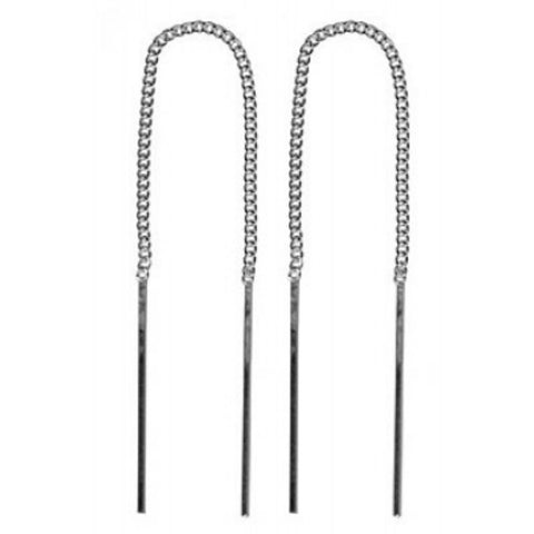 Sterling Silver Italian Thread Earrings - alternate view