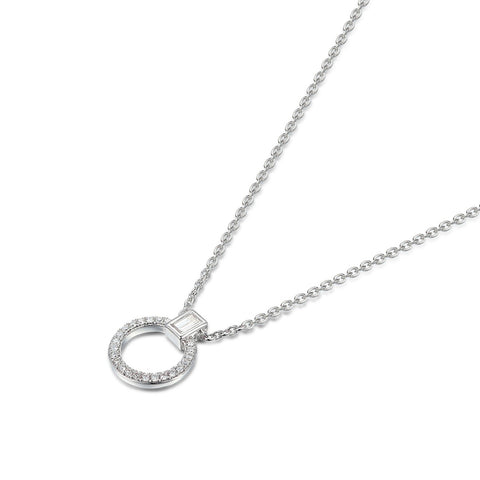 9ct White Gold Diamond Open Circle Necklace - alternate view