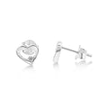 Sterling Silver Open Heart CZ Set Stud Earrings