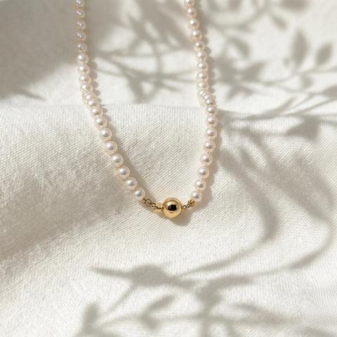 White Freshwater Pearl Necklace With 9ct Yellow Gold Clasp - alternate view