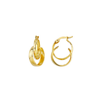 9ct Yellow Gold Silver Bonded Double Hoop Earrings