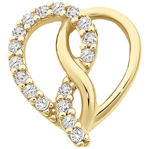 9ct Yellow Gold Infinity Heart Pendant Set with Cubic Zirconia