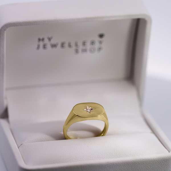9ct Yellow Gold Cubic Zirconia Set Oval Signet Ring - alternate view