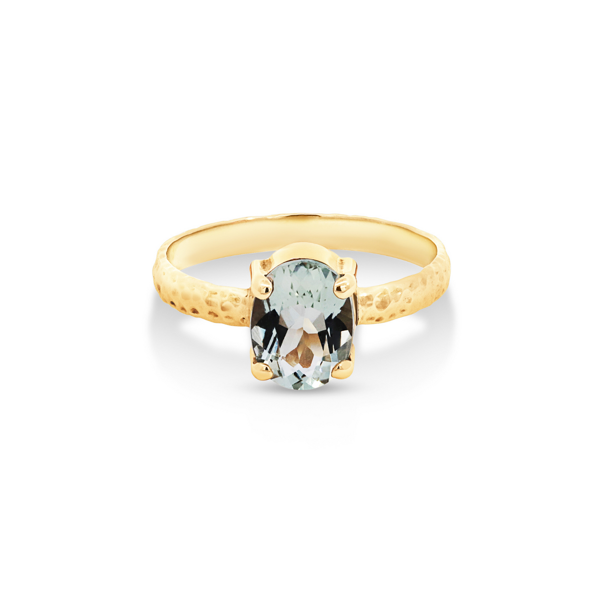 9ct Yellow Gold Oval Green Amethyst Ring