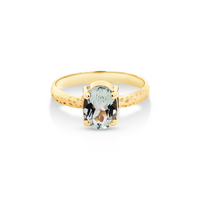 9ct Yellow Gold Oval Green Amethyst Ring