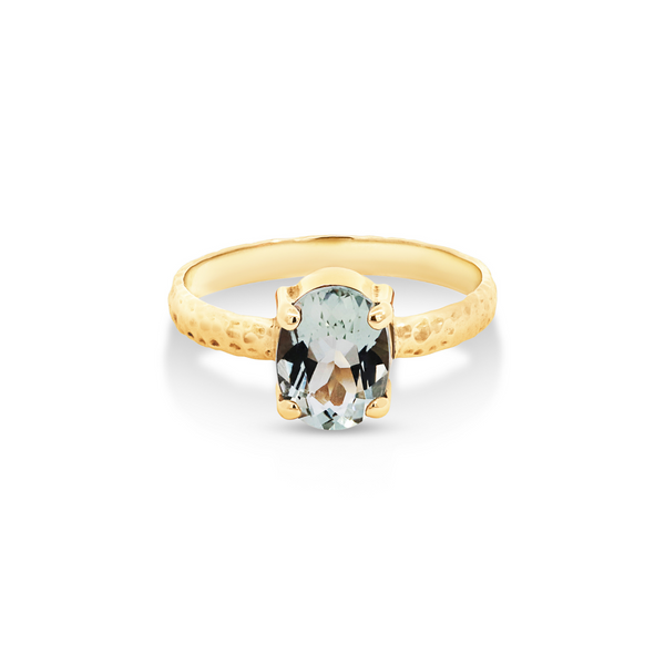 9ct Yellow Gold Oval Green Amethyst Ring
