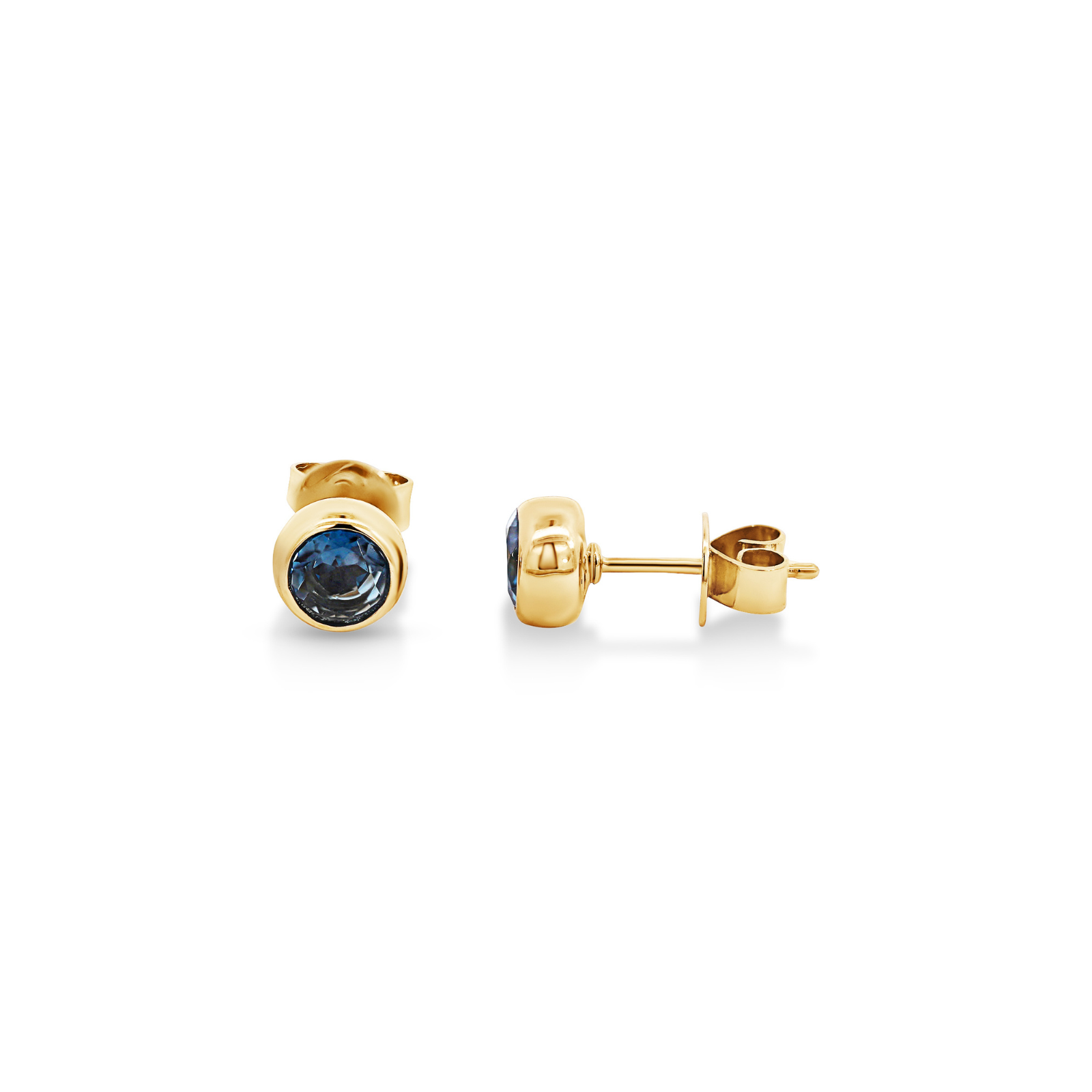 9ct Yellow Gold London Blue Topaz Earrings