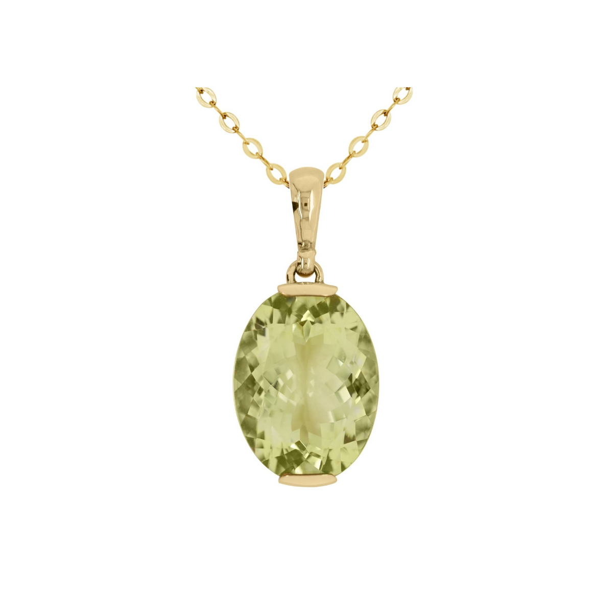 9ct Yellow Gold Oval Lemon Quartz Pendant