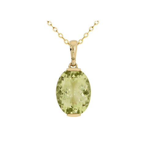 9ct Yellow Gold Oval Lemon Quartz Pendant