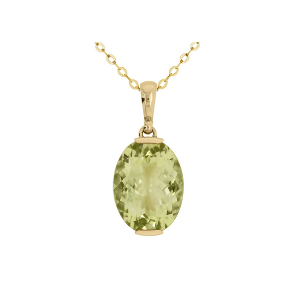 9ct Yellow Gold Oval Lemon Quartz Pendant