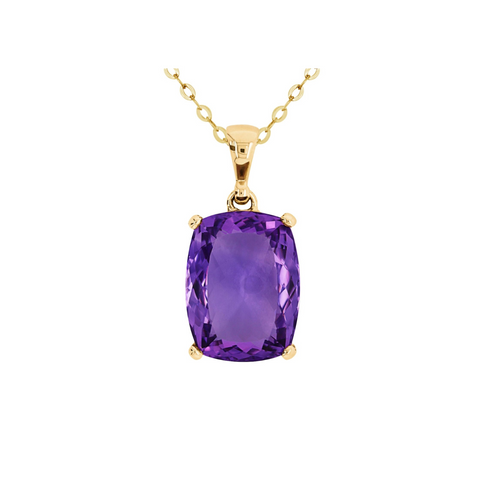 9ct Yellow Gold Amethyst Pendant