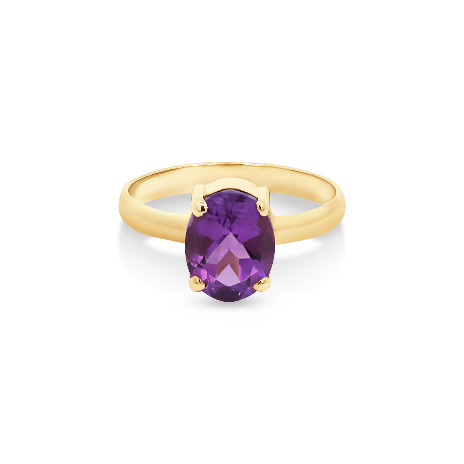 9ct Yellow Gold Oval Amethyst Ring