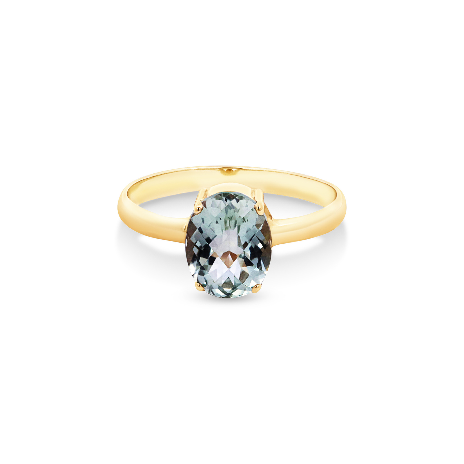 9ct Yellow Gold Oval Green Amethyst Ring