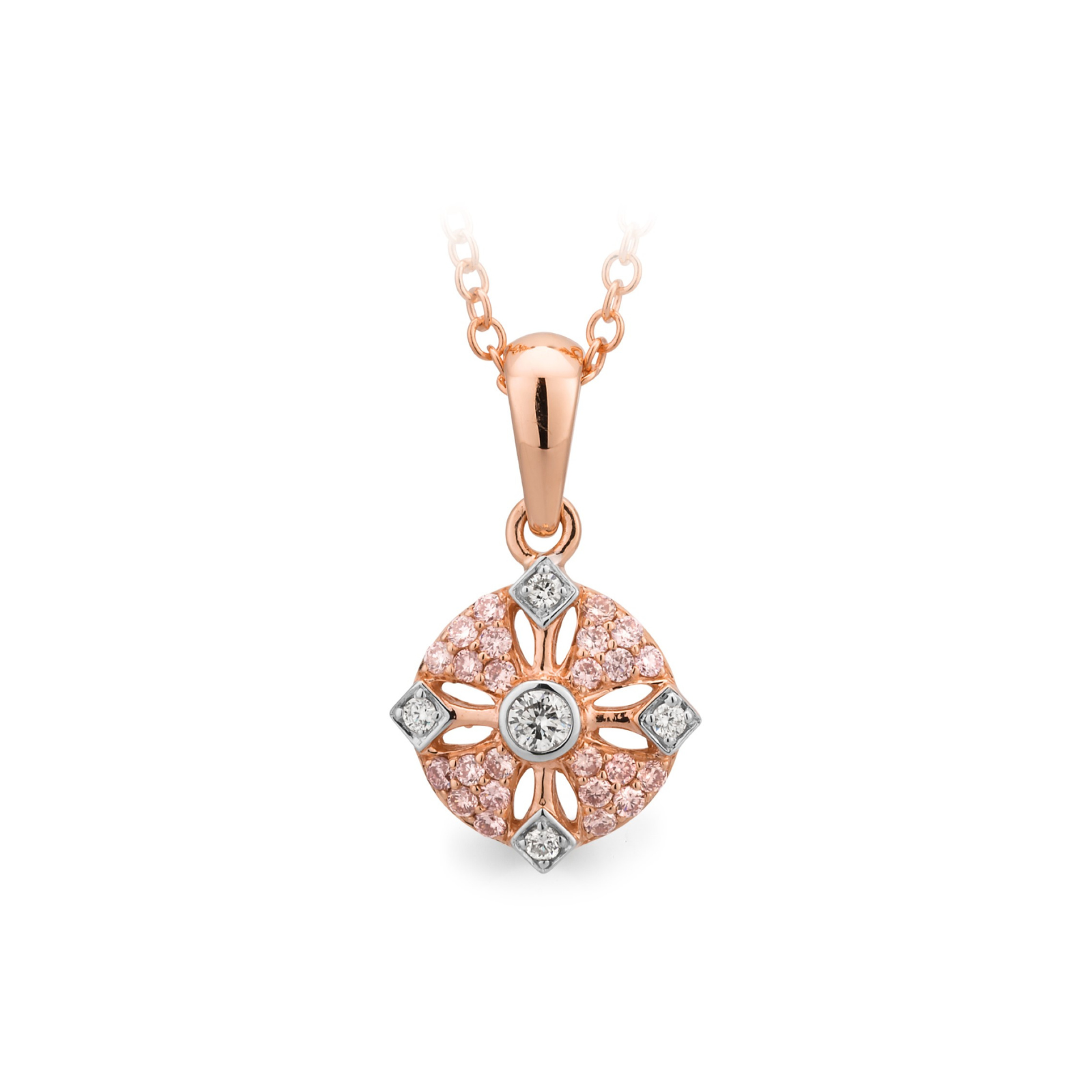 9ct Rose Gold Australian Pink Diamond Antique Pendant