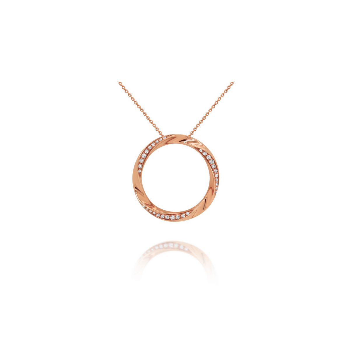 9ct Rose Gold Diamond Circle Necklace