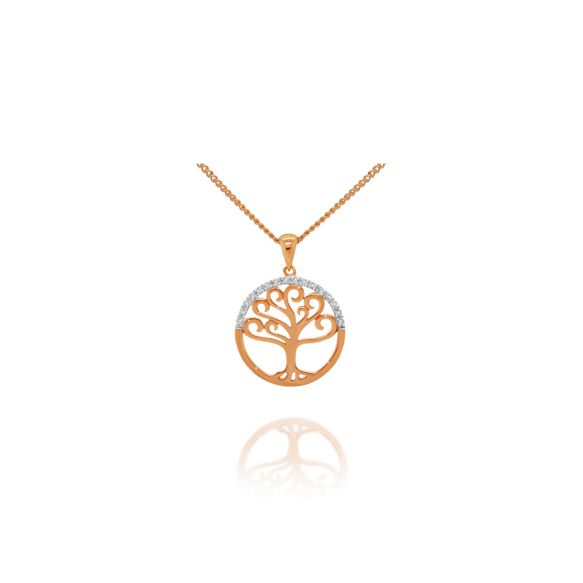 9ct Rose Gold Diamond Set Tree of Life Pendant