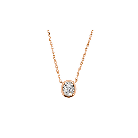 9ct Rose Gold Oval Diamond Pendant