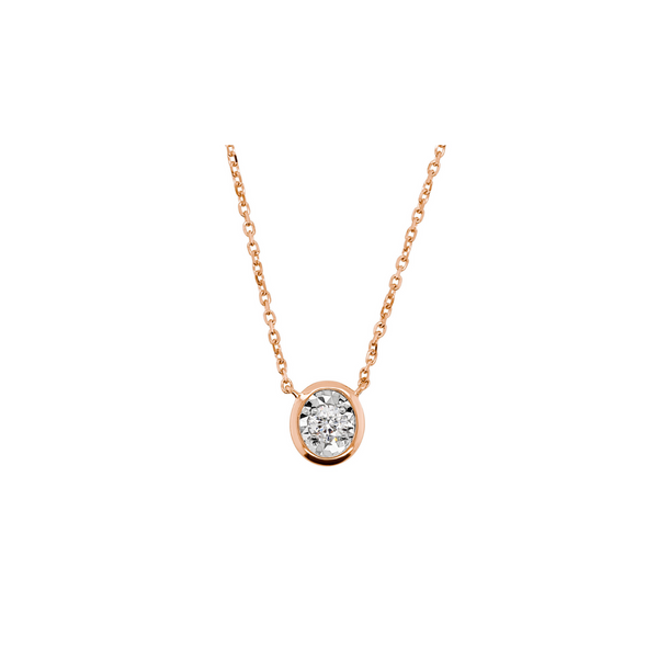 9ct Rose Gold Oval Diamond Pendant