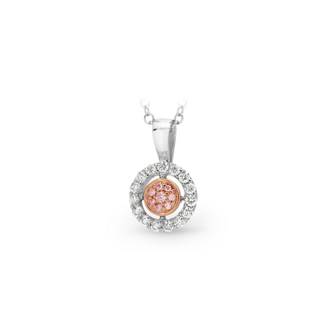9ct Two Tone Australian Pink & White Diamond Pendant