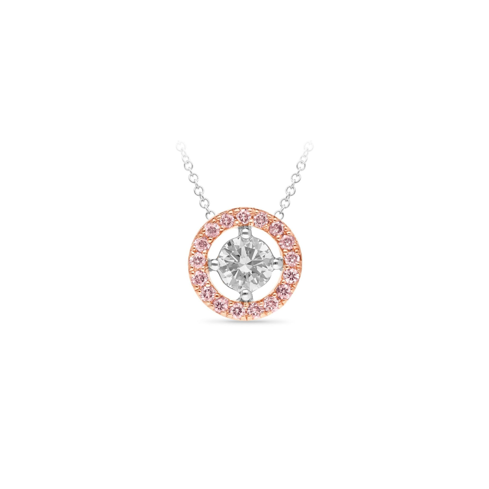 9ct Two Tone Australian Pink Diamond Necklace