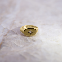 9ct Yellow Gold Cubic Zirconia Set Oval Signet Ring
