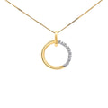9ct Yellow Gold Open Circle Diamond And Polished Pendant