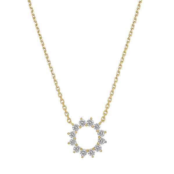 9ct Yellow Gold Diamond Set Myriad Flower Necklet - alternate view