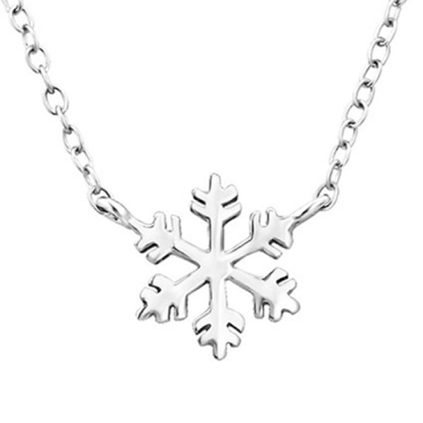 Sterling Silver Snowflake Necklace on 45cm Chain - alternate view