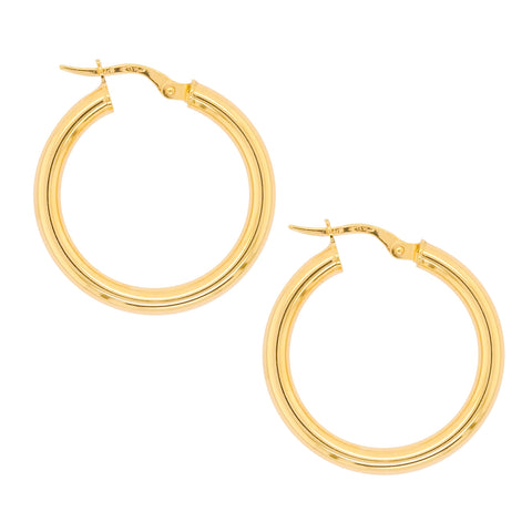 9ct Yellow Gold Italian Plain Hoops - alternate view