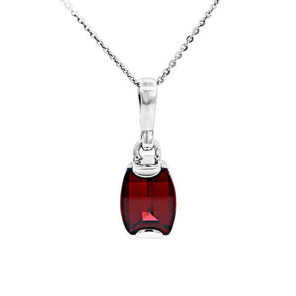 Sterling Silver Cushion Cut Garnet Pendant - alternate view