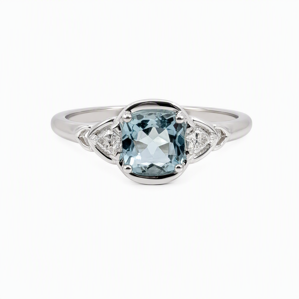 9ct White Gold Aquamarine & Lab Grown Diamond Dress Ring