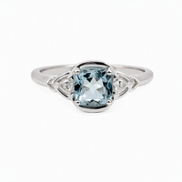 9ct White Gold Aquamarine & Lab Grown Diamond Dress Ring