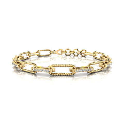 Gold Vermeil 22ct Paperlink Bracelet With Lab Grown Diamonds