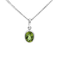 Sterling Silver Oval Peridot Bezel Set Pendant