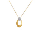 9ct Two Tone Brushed Oval Pendant With Diamond Bale