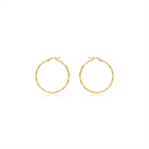 9ct Yellow Gold Diamond Cut Hoops - alternate view