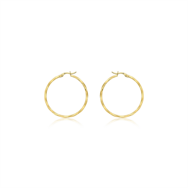 9ct Yellow Gold Diamond Cut Hoops - alternate view
