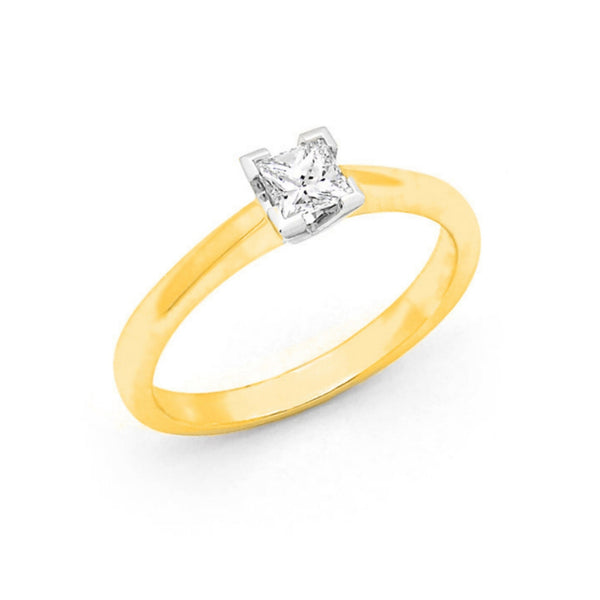 9ct Yellow Gold Princess Cut Solitaire Diamond Ring - alternate view