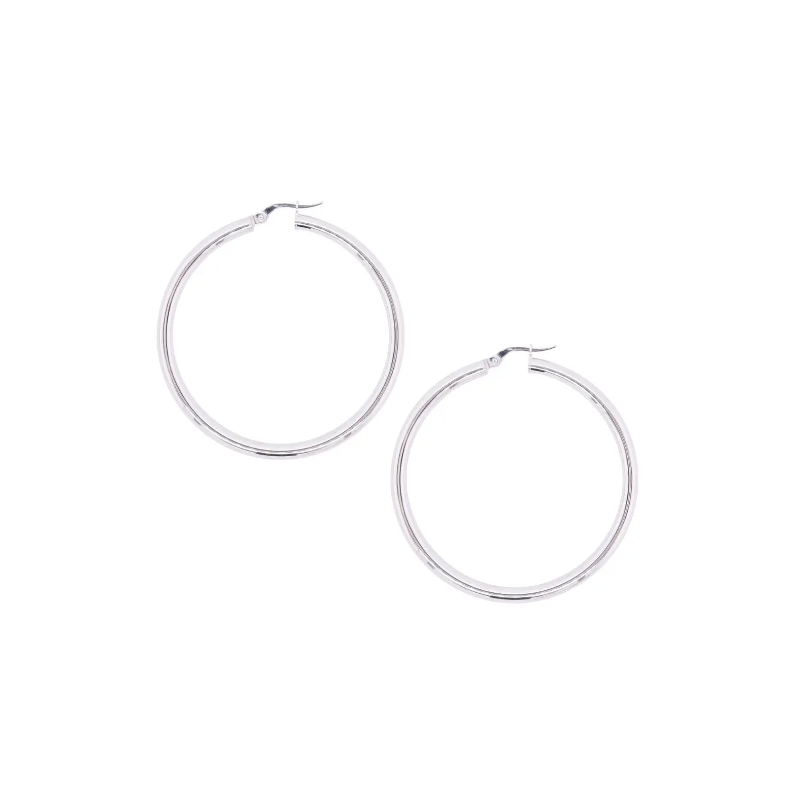 18ct White Gold 40mm Italian Hoops