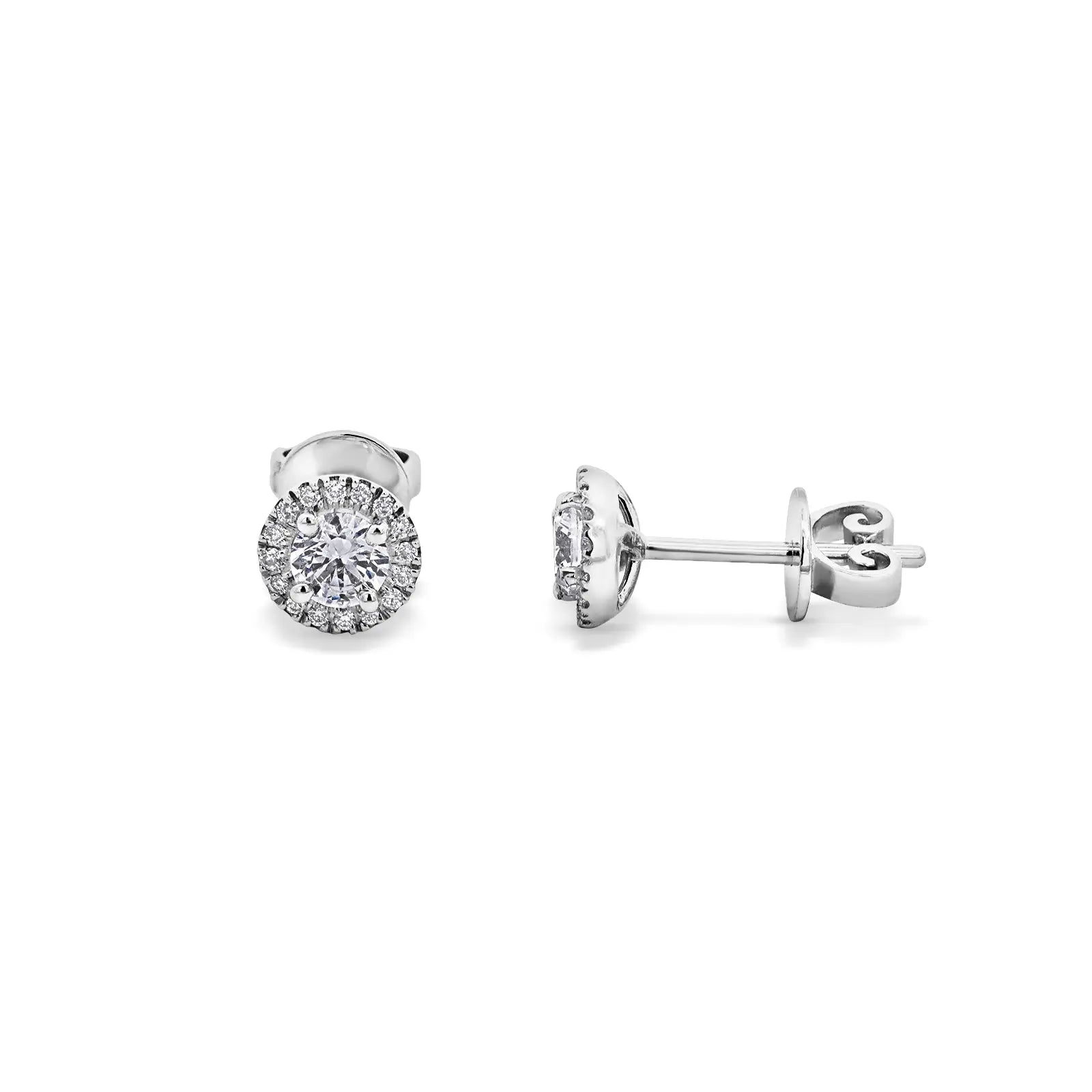 18ct White Gold Diamond Studs With Halo