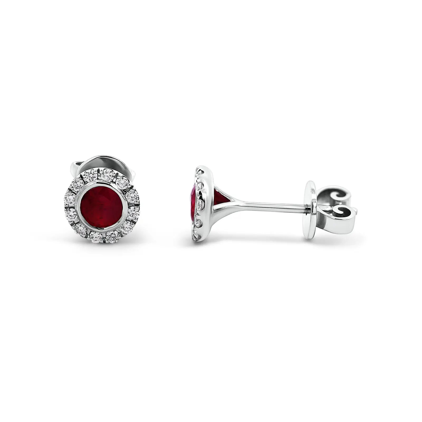 18ct White Gold Ruby & Diamond Earrings