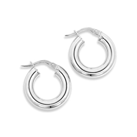 18ct White Gold Thick Italian Hoop Earrings