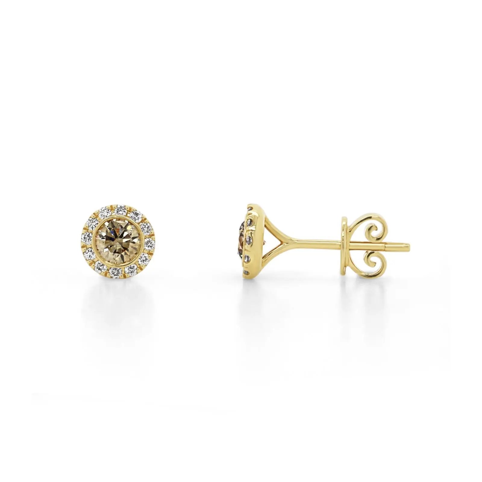 18ct Yellow Gold Australian Chocolate Diamond Stud Earrings