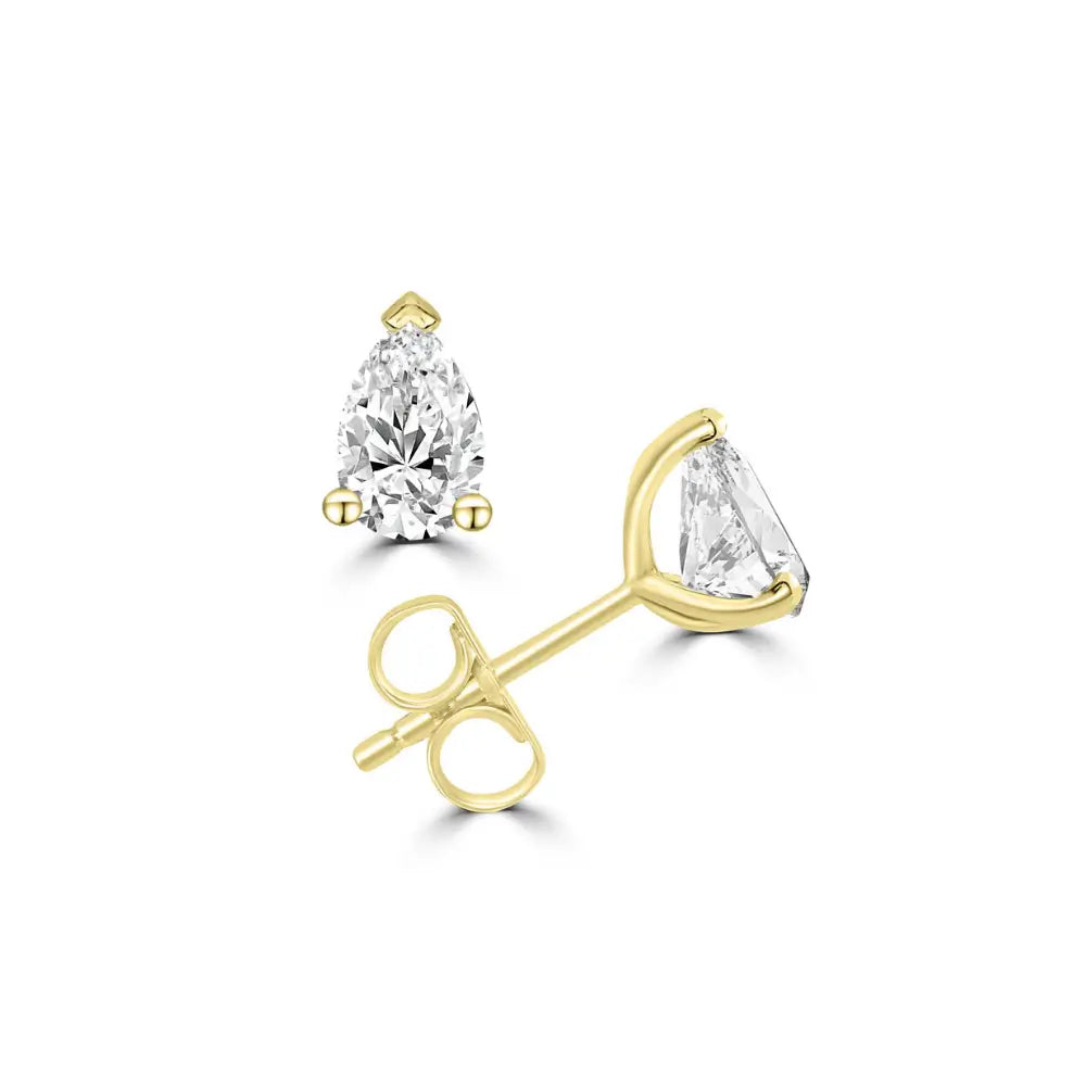 18ct Yellow Gold Pear Shape Lab Grown Diamond Studs