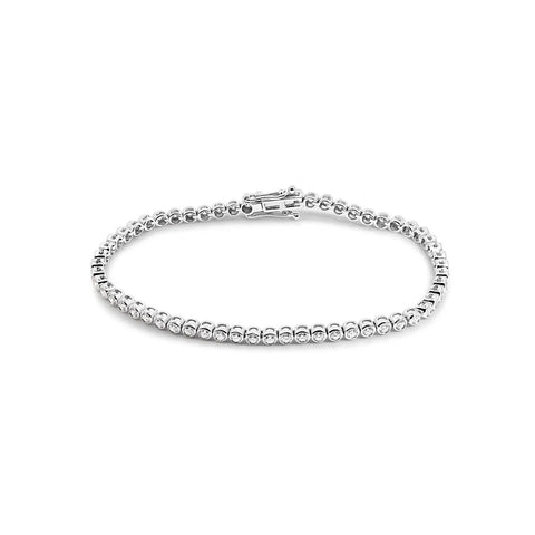 18ct White Gold Bezel Set Lab Grown Diamond Tennis Bracelet