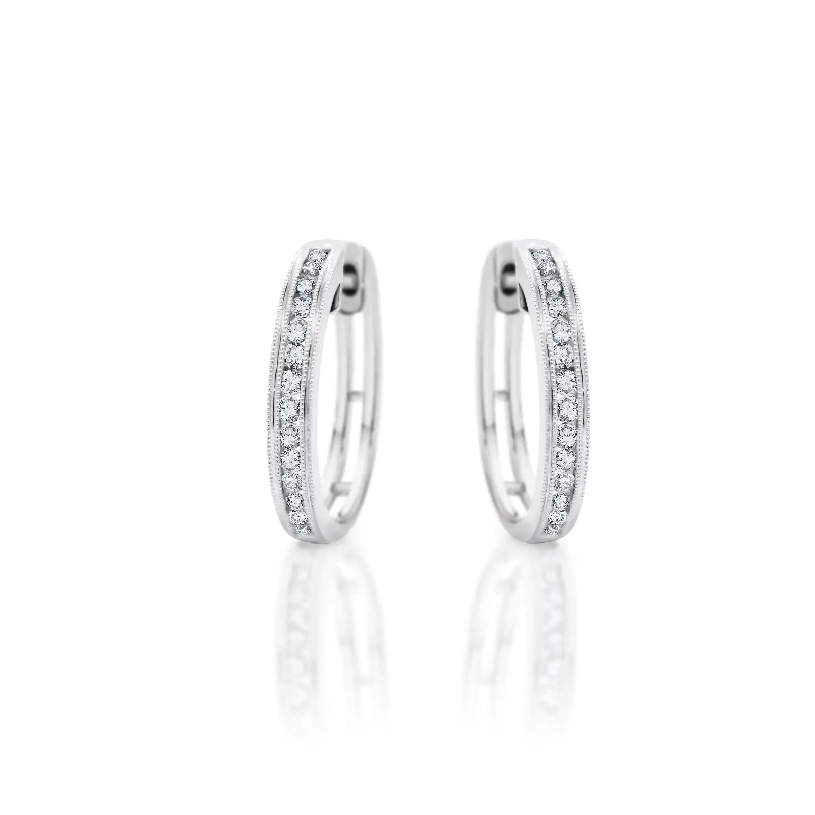 18ct White Gold Diamond Huggie Earrings