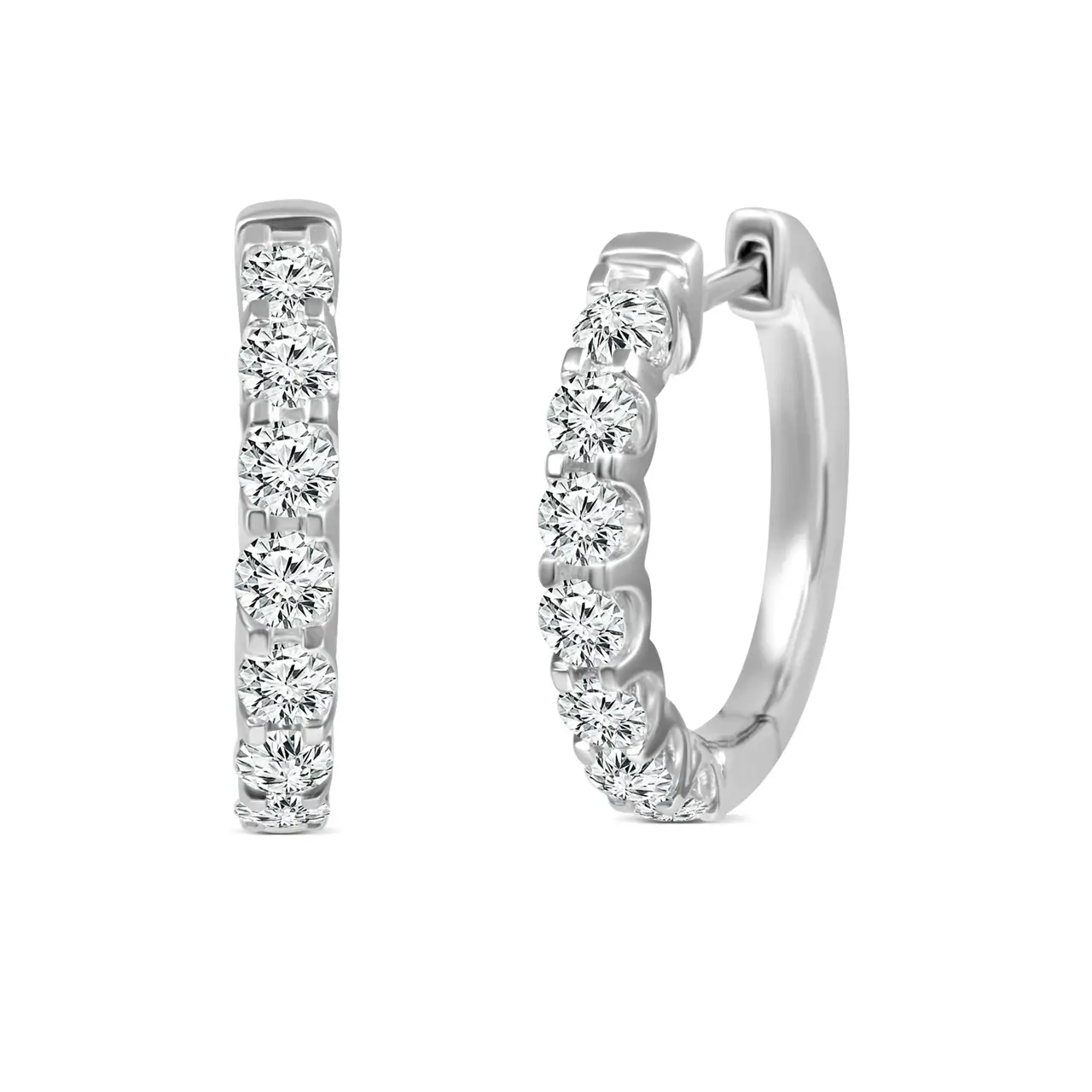 18ct White Gold Lab Grown Diamond Hoop Huggies