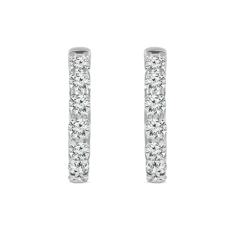 18ct White Gold Lab Grown Diamond Hoop Huggies - alternate view